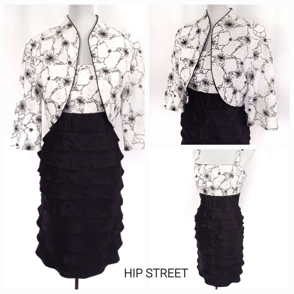 R & M COLLECTION Ruffle Skirt Dress & Bolero Jacket Party Dress Set 12 NWOT